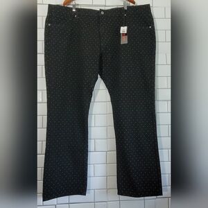 NWT LINEA UOMO Mens Modern Straight Fit  Black White Jean Small Dot Pattern Siz